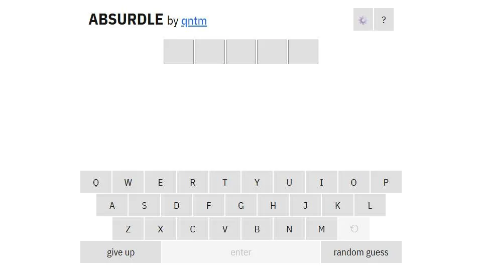 Absurdle official game page captured in a desktop browser