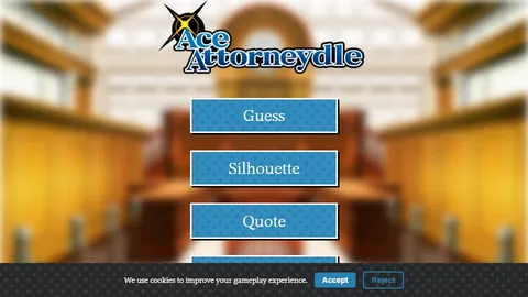 Ace Attorneydle official game page captured in a desktop browser