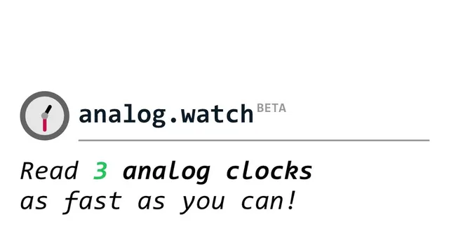 Analog Watch official game page captured in a desktop browser