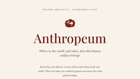 Anthropeum official game page captured in a desktop browser