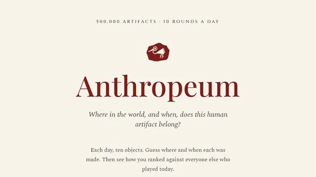Anthropeum official game page captured in a desktop browser