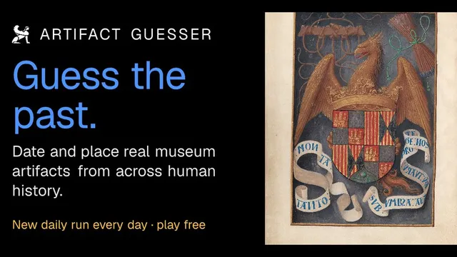 Artifact Guesser official game page captured in a desktop browser
