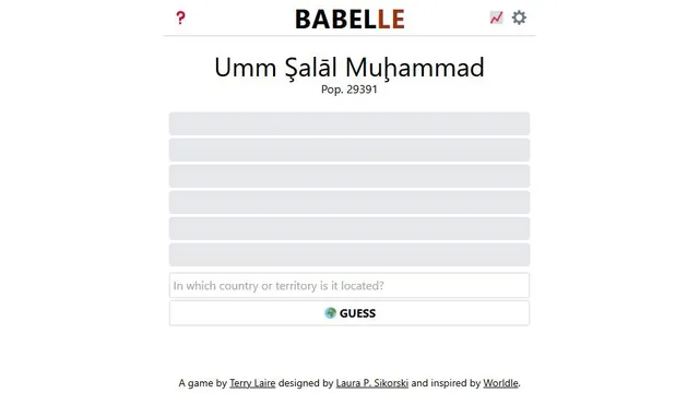 Babelle official game page captured in a desktop browser