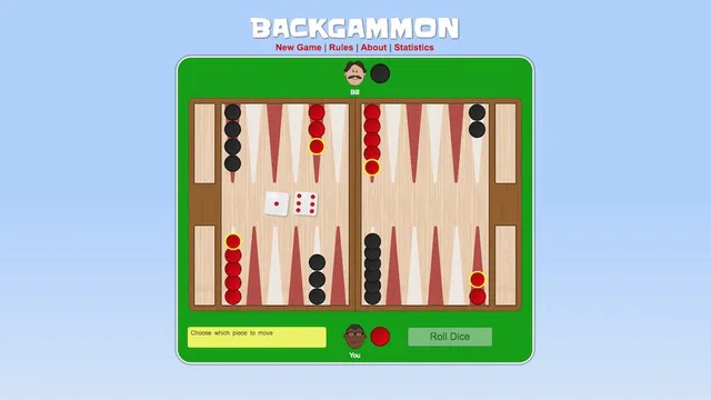 Backgammon official game page captured in a desktop browser