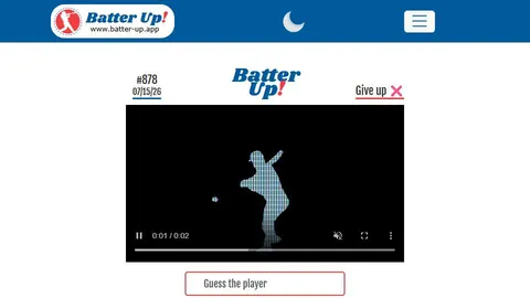 Batter Up official game page captured in a desktop browser