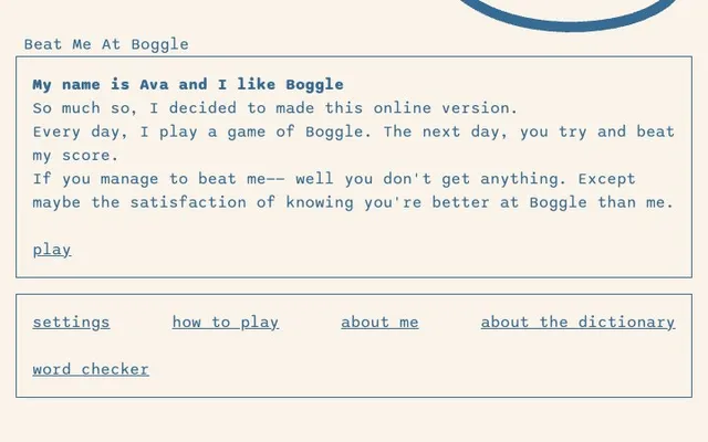'Beat Me at Boggle' game in progress