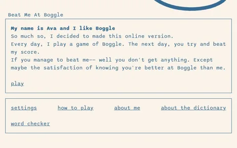 'Beat Me at Boggle' game in progress