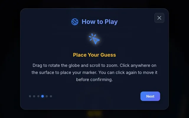 'BlindGlobe' game in progress
