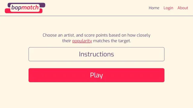 BopMatch official game page captured in a desktop browser