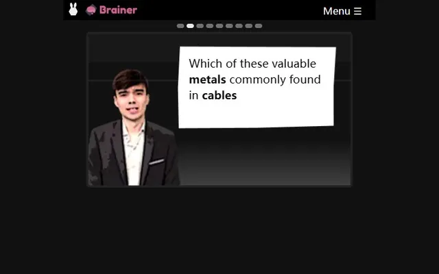 Brainer game in progress with a trivia question and its presenter