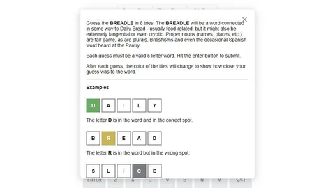 Breadle official game page captured in a desktop browser