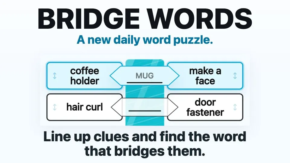Bridge Words official game page captured in a desktop browser