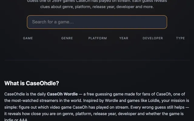 'CaseOhdle' game in progress