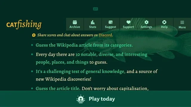Catfishing official game page captured in a desktop browser