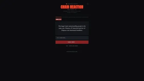 Chain Reaction official game page captured in a desktop browser