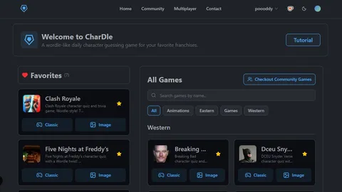 CharDle official game page captured in a desktop browser