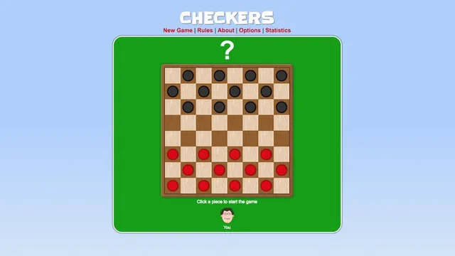 Checkers official game page captured in a desktop browser
