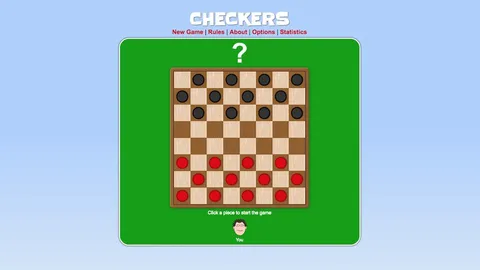 Checkers official game page captured in a desktop browser