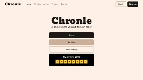 Chronle official game page captured in a desktop browser