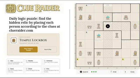 Clue Raider official game page captured in a desktop browser
