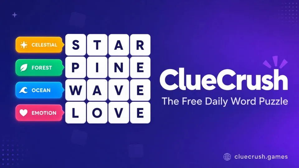 ClueCrush official game page captured in a desktop browser