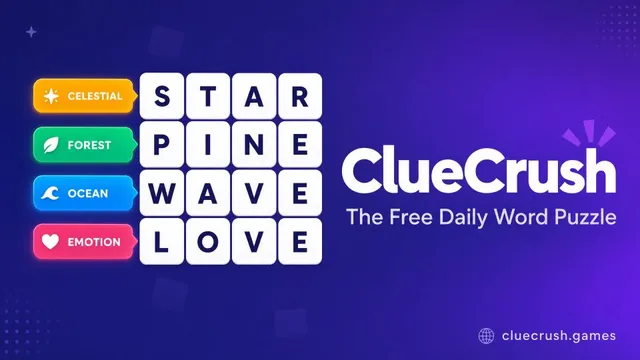 ClueCrush official game page captured in a desktop browser