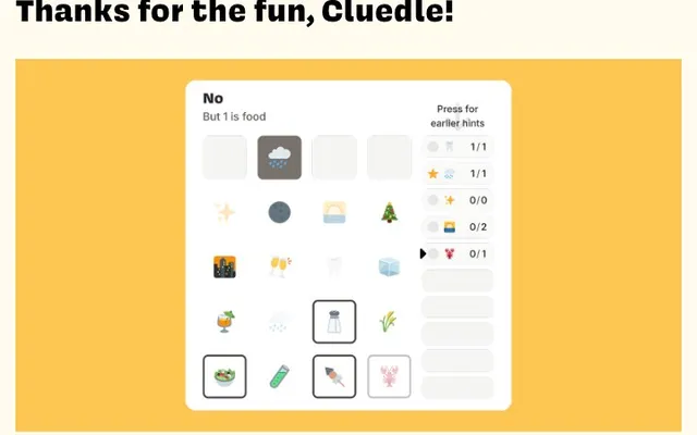 'Cluedle' game in progress