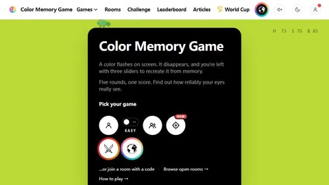 Color Memory Game official game page captured in a desktop browser