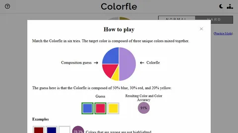 Colorfle official game page captured in a desktop browser