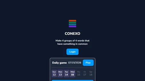 Conexo official game page captured in a desktop browser