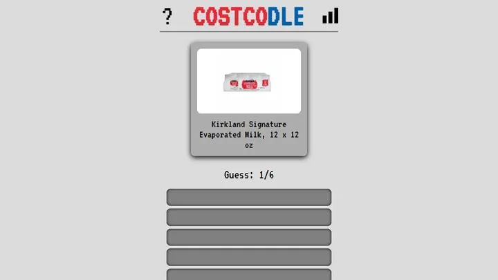 Costcodle official game page captured in a desktop browser