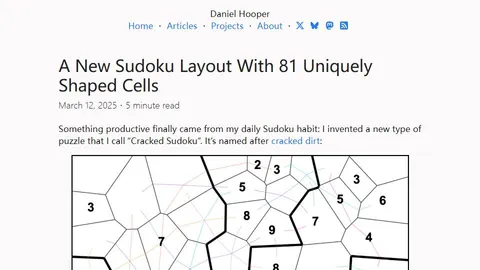 Cracked Sudoku official game page captured in a desktop browser