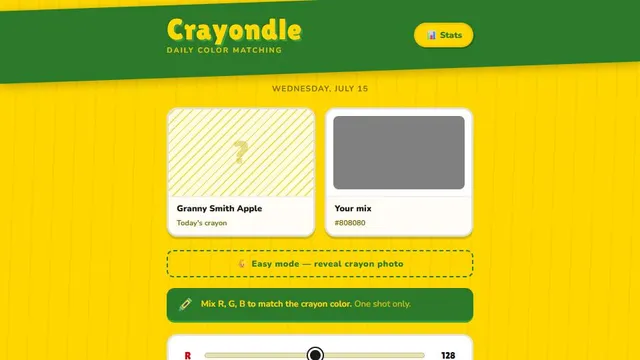 Crayondle official game page captured in a desktop browser