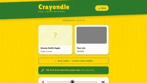 Crayondle official game page captured in a desktop browser