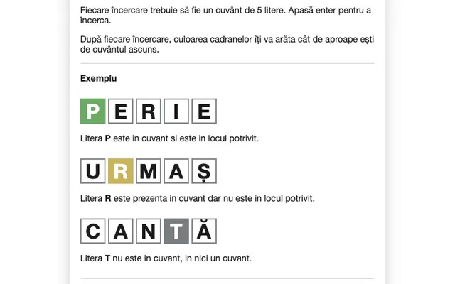 'Cuvântul' game in progress