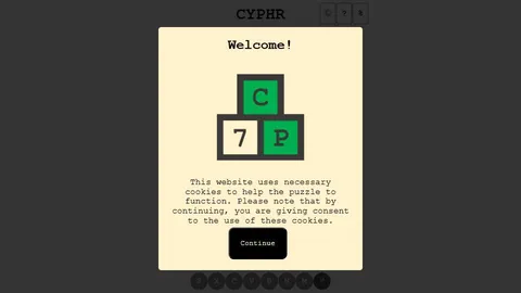 Cyphr official game page captured in a desktop browser