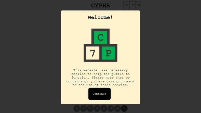 Cyphr official game page captured in a desktop browser