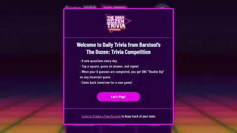 Daily Dozen Trivia official game page captured in a desktop browser