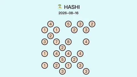 Daily Hashi puzzle board with numbered islands waiting to be connected by bridges