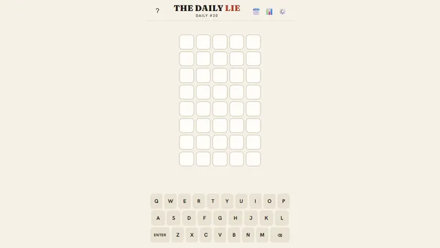 The Daily Lie word grid with its unreliable color clues and interrogation control