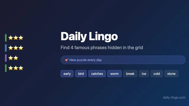 Daily Lingo official game page captured in a desktop browser