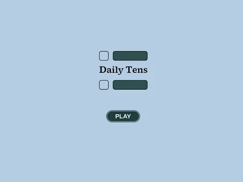 Daily Tens start screen on a pale blue background with its logo and Play button
