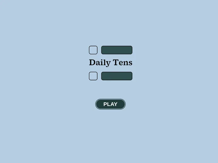 Daily Tens start screen on a pale blue background with its logo and Play button