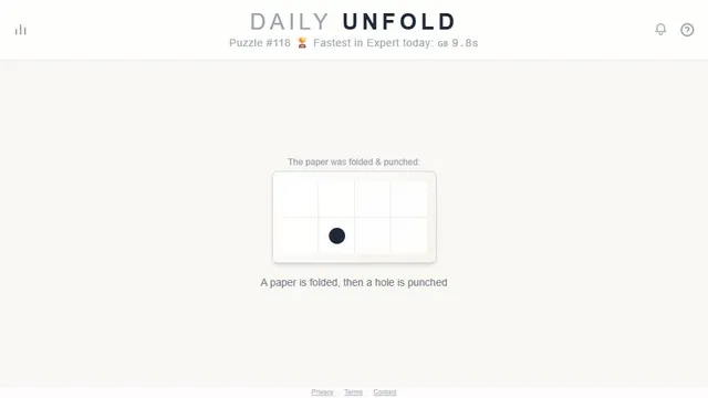 Daily Unfold official game page captured in a desktop browser