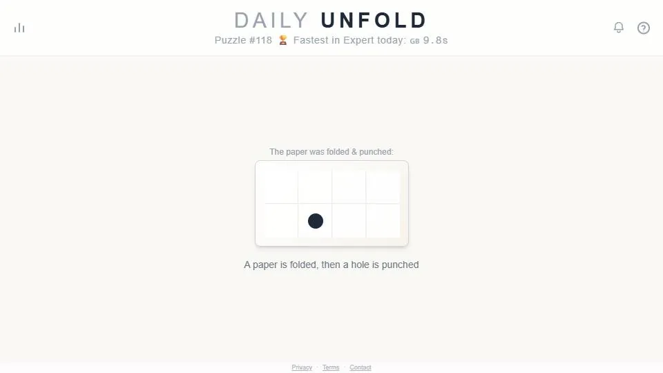 Daily Unfold official game page captured in a desktop browser