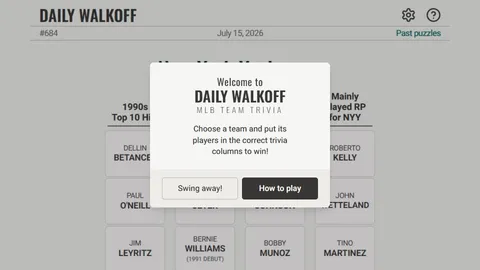 Daily Walkoff official game page captured in a desktop browser