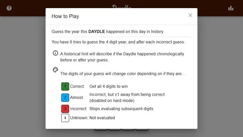 Daydle official game page captured in a desktop browser