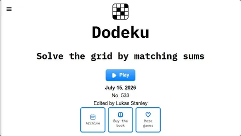 Dodeku official game page captured in a desktop browser