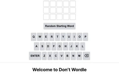 'Don't Wordle' game in progress