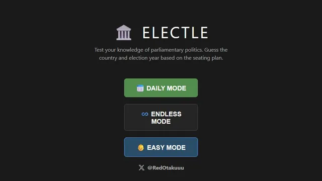 Electle official game page captured in a desktop browser
